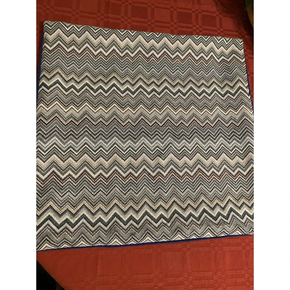 Bohemian Striped Blue Zig Zag Pillow Sham Pillow Cover Colorful Boho Velvet